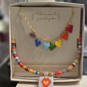 Red and Pink Heart Charm Necklace
